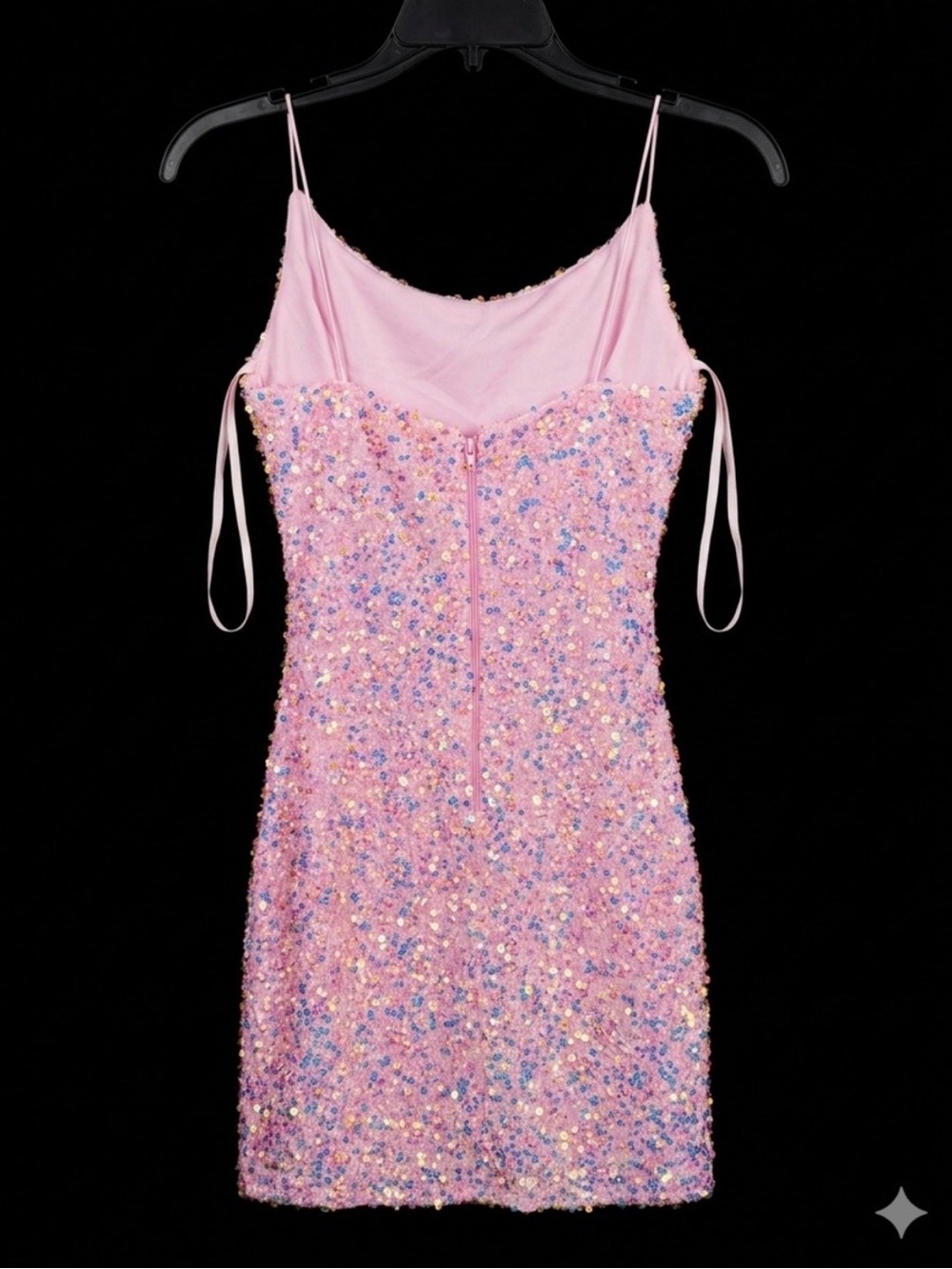 Pink Sequin Slip Dress with Spaghetti Straps